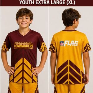 NFL Flag Washington Commanders Reversible Youth Football Jersey Size XL NWT